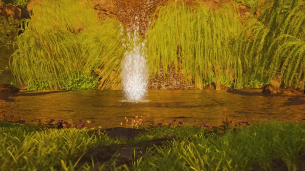 Dreamlike Argentine coastal landscape 3D render Unreal Engine black sheep and swan Agustín Miguez.jpg