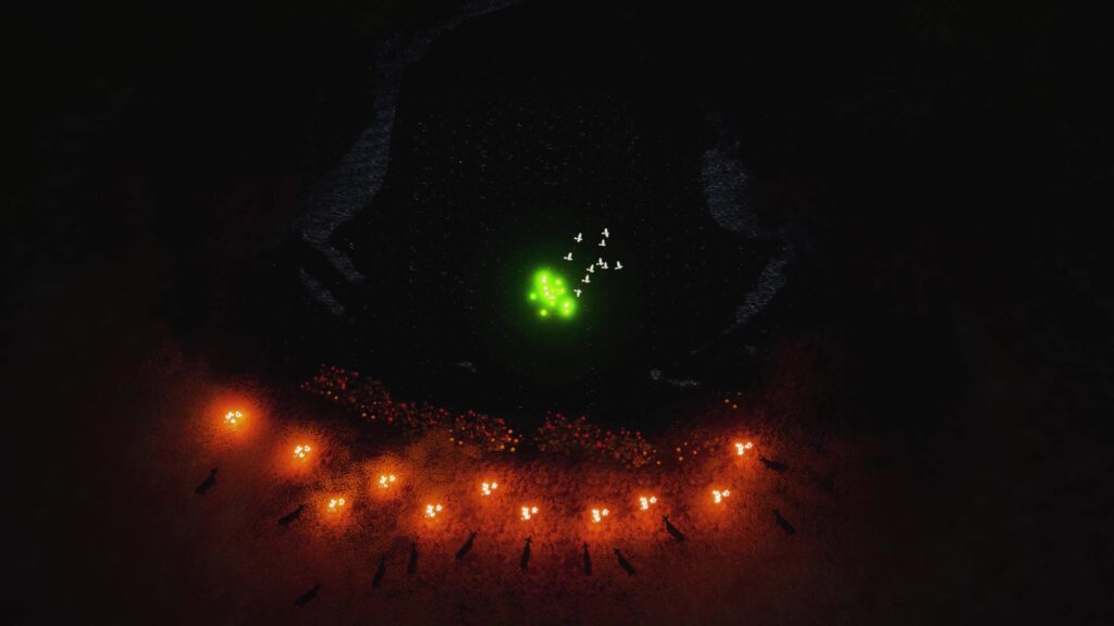 Dreamlike Argentine coastal landscape 3D render Unreal Engine black sheep and swan Agustín Miguez.jpg